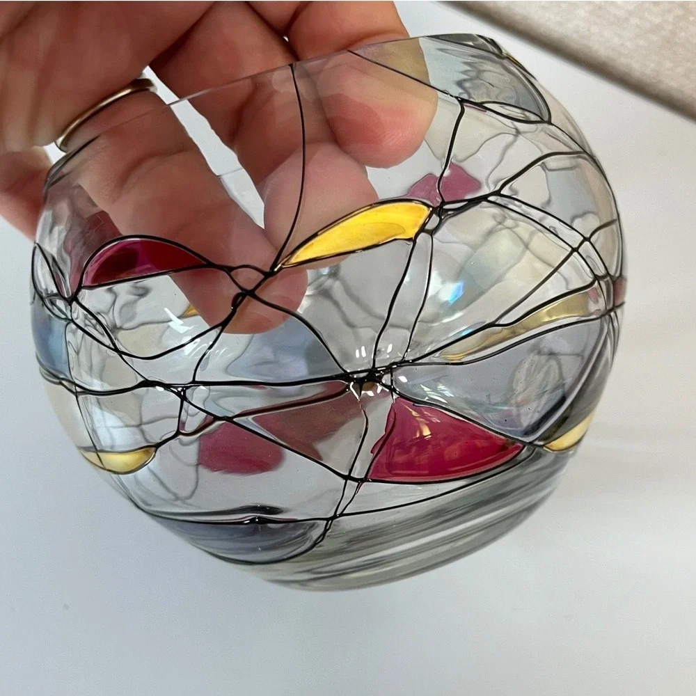 PartyLite Mosaic Calypso Tealight Votive Candle Holder‎ Stained Glass 4" H - Picture 3 of 5
